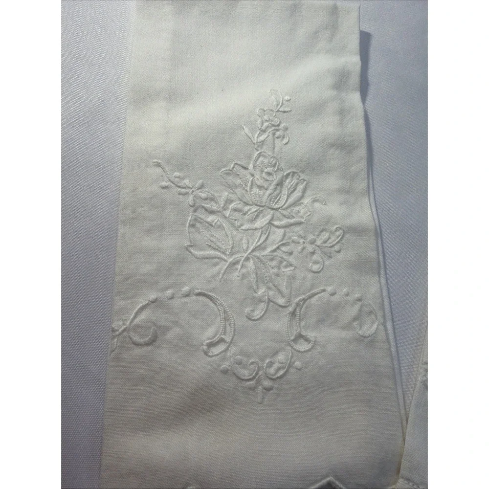 Vintage Old Guest Cotton Hand Towels‎ Beautiful Embroidery 527-2